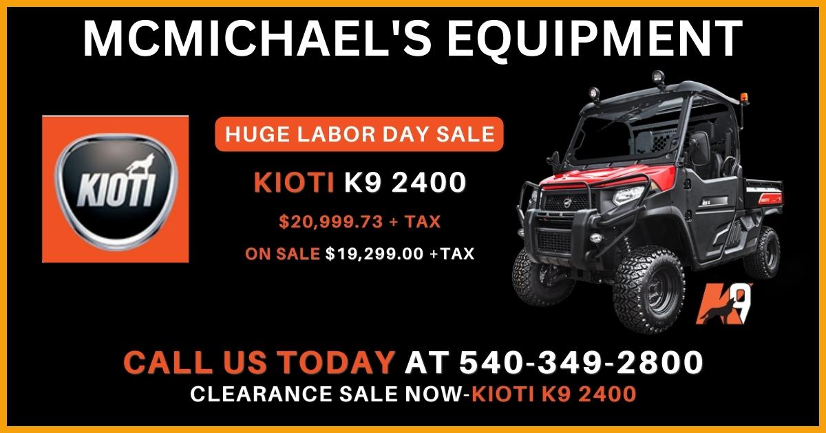 Kioti K9-2400 Labor Day Sale- McMichael's Equipment